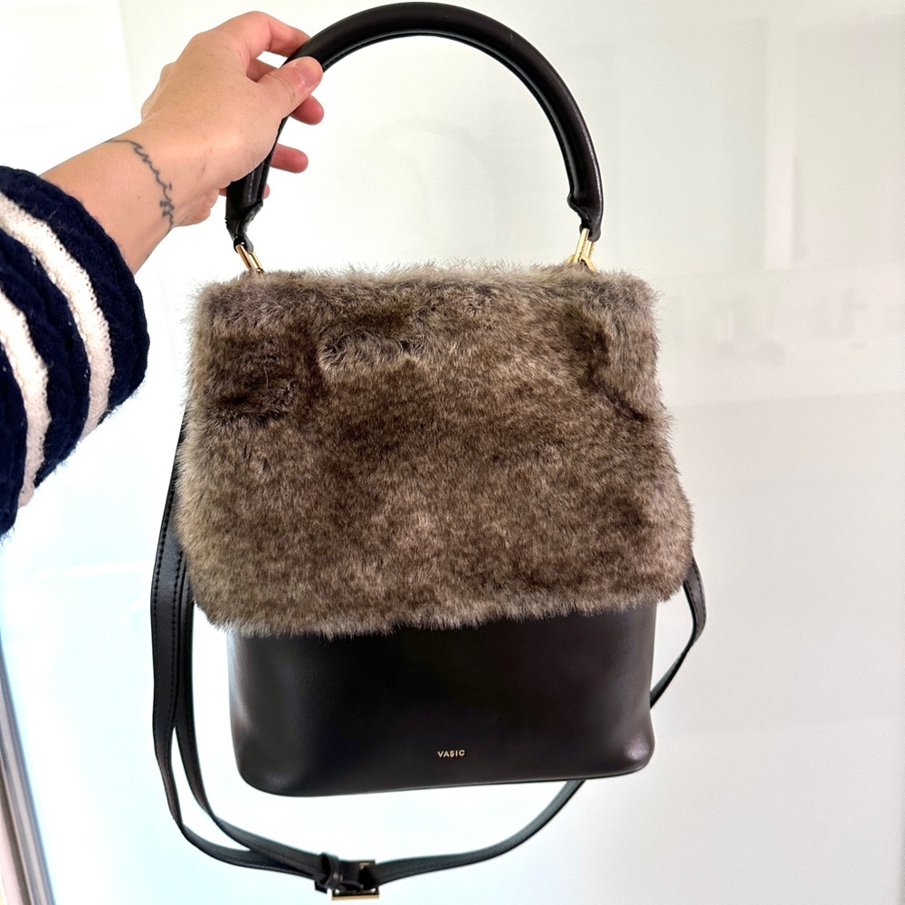 Vasic Faux Fur Leather Bucket Bag
